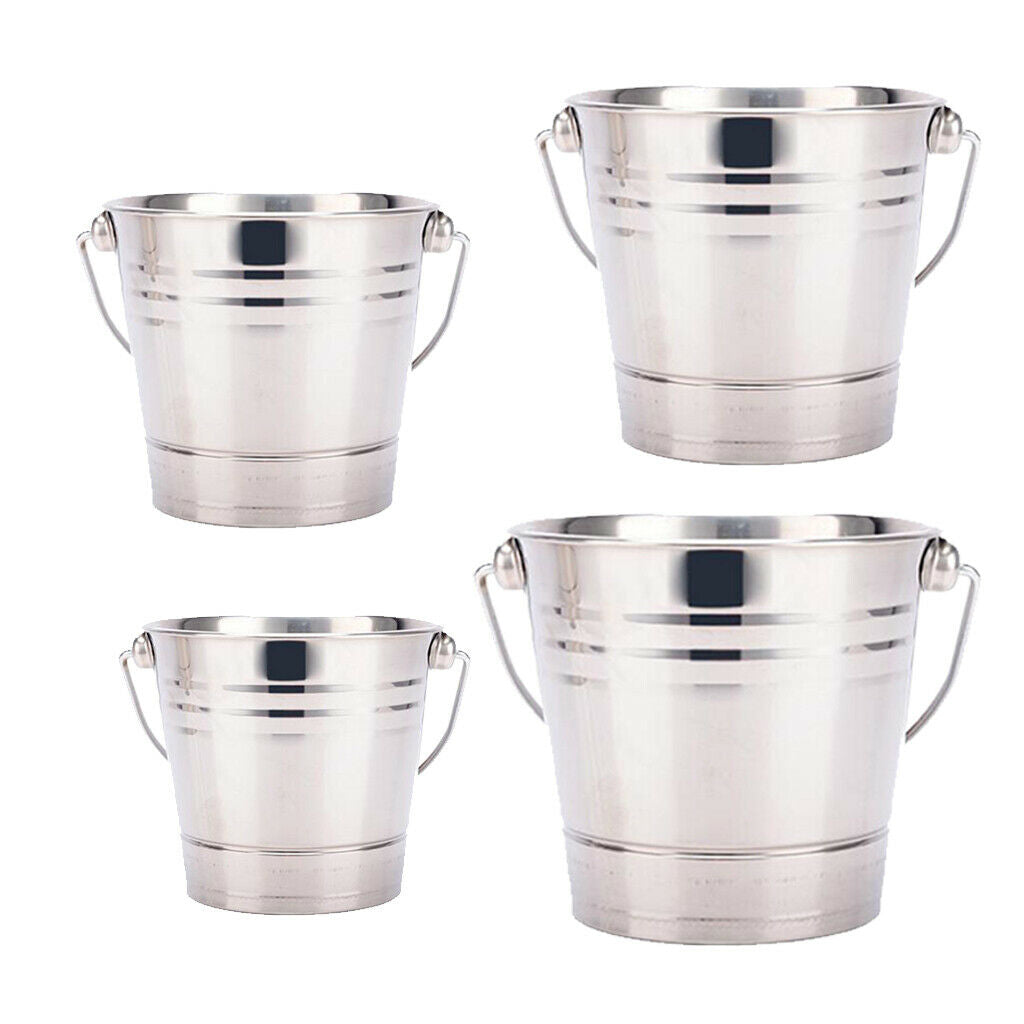 2x Polished Ice Bucket Champagne Cooler Portable Party Cafe Bar Supply 1.5L