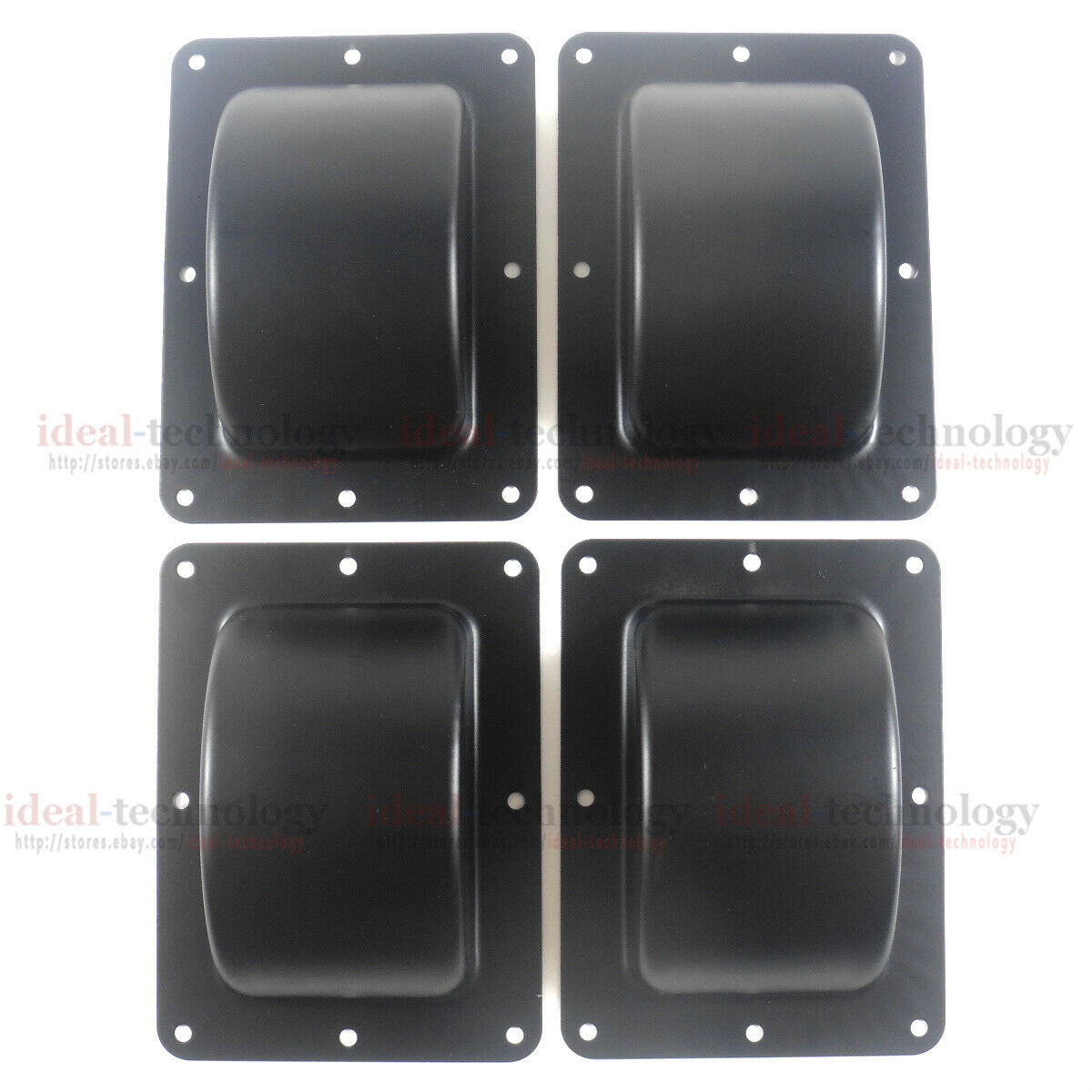 4 Pcs Recessed Black Castor Dish 6" x 4" to Fit 3" or 4" Wheels For ATA Cases