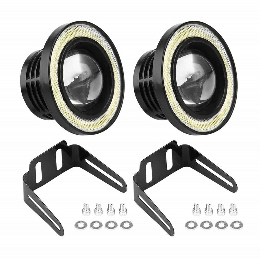3.5INCH Car Auto Angel Eyes Halo Ring DRL Lamp COB LED Fog Light Projector White