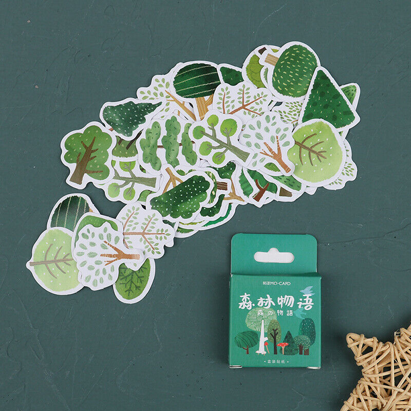 45Pcs Green Plants Decorative Stickers Scrapbooking Stick Label Diary Sta.l8