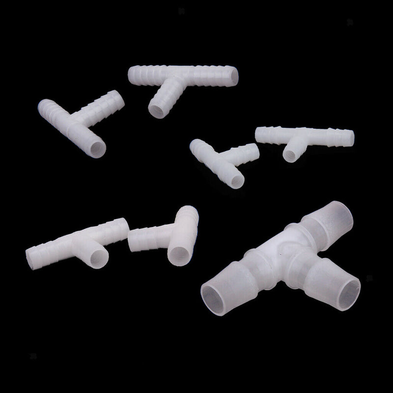2 pcs 10mm Plastic Equal Tee Connector Barbed Pipe Fitting Air Water Hose Joiner