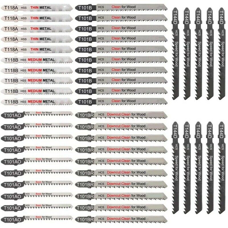 50 Pieces Of Jig Saw Blade Sets, Various T-Handle Jig Saw Blades for Wood, PlaB8