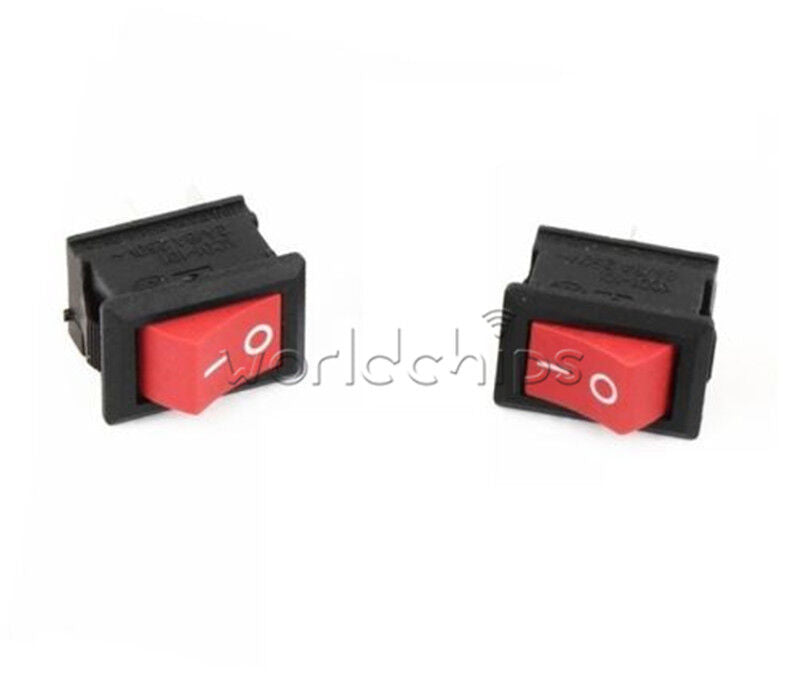 10Pcs NEW Red Rocker Switch 2 Pin KCD1-101 250V 6A Boatlike Switch WC
