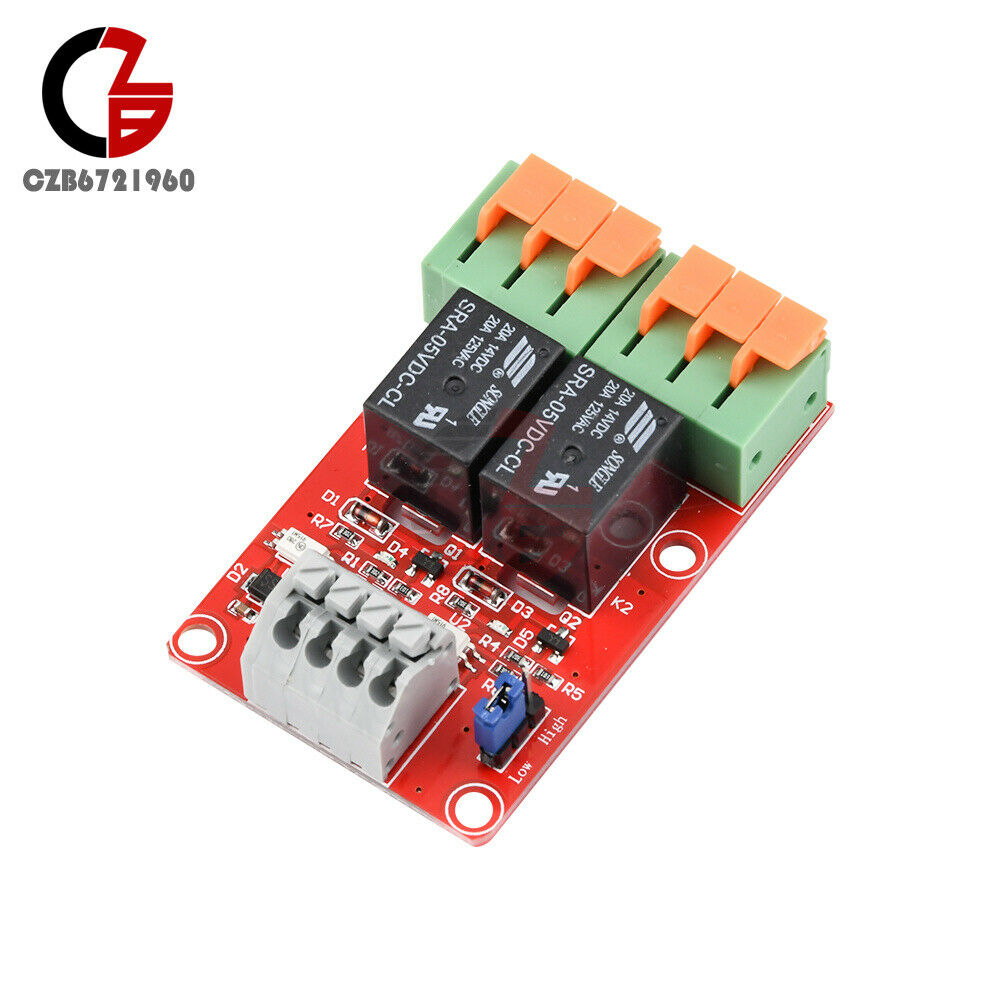 New 5V 20A 2 Channel Relay Control Module Support High And Low Voltage Trigger