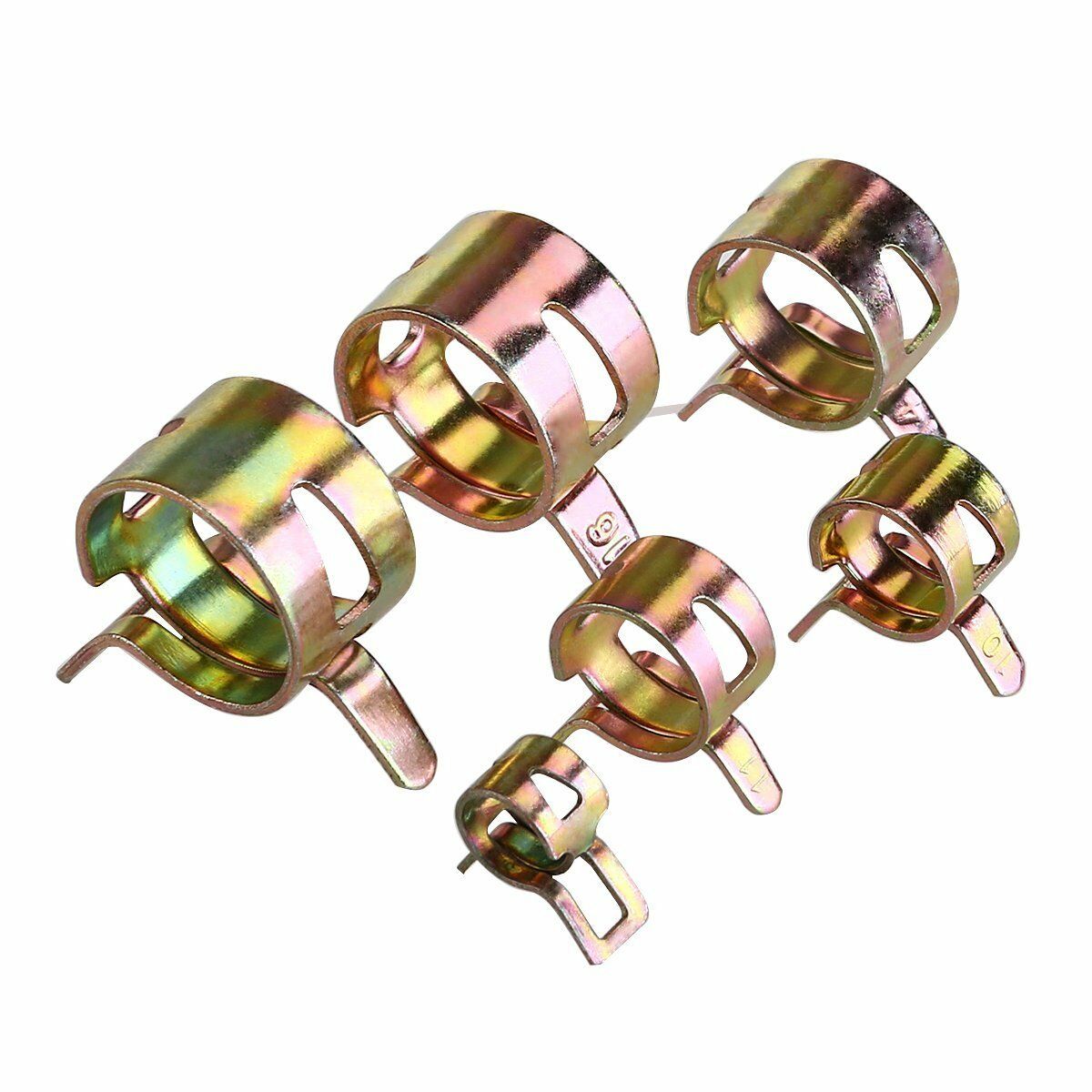 60pc 6 Sizes 7-17mm Car Spring Clip Fuel Oil Water Hose Pipe Tube Clamp Fastener