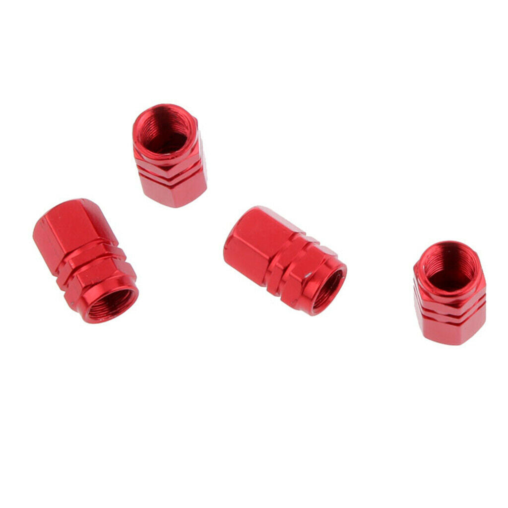 Red-4pcs Wheel Tire Air Valve Stem Cap Car Truck Bike Screw Dust Cover
