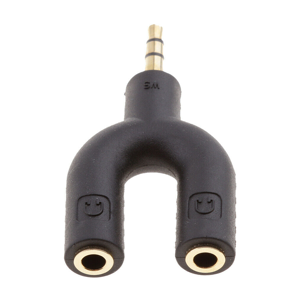 2Packs 3.5mm Double Jack Y Audio Splitter Headphone Adapters for Phone Mp3 Black