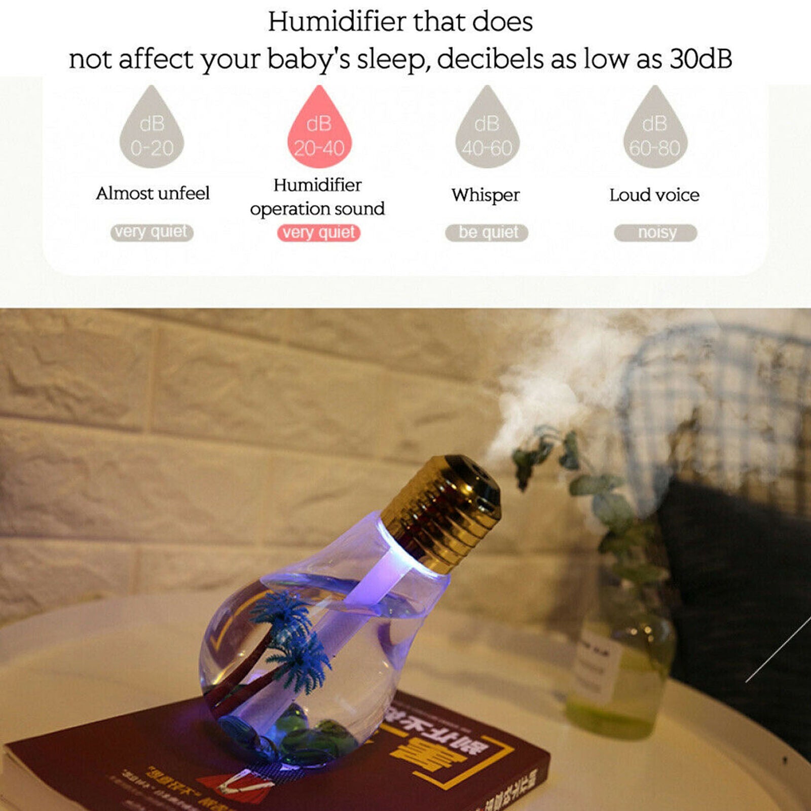 Bulb Essential Oil Diffuser Humidifier Ultrasonic LED USB Aroma Air Purifier