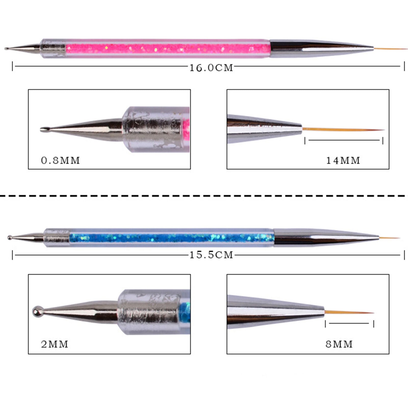 5 Pcs Tiny Nail Art Brush UV Gel Ultra Thin Liner Painting Drawing Pens
