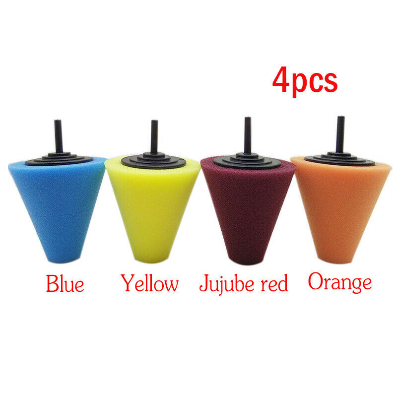 4PCS Foam Sponge Burnishing Polishing Cone Shaped Buffing Pads For Car Wheel Hub