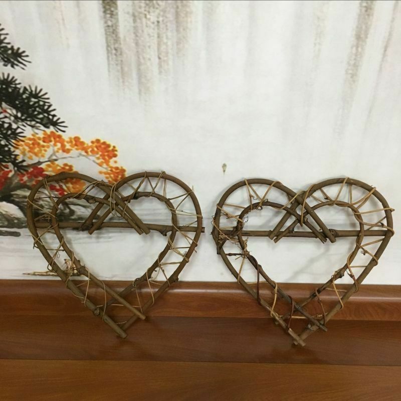 Christmas Rattan Garland Wreath Heart-shaped Pendant Hanging Tree Ornament DIY