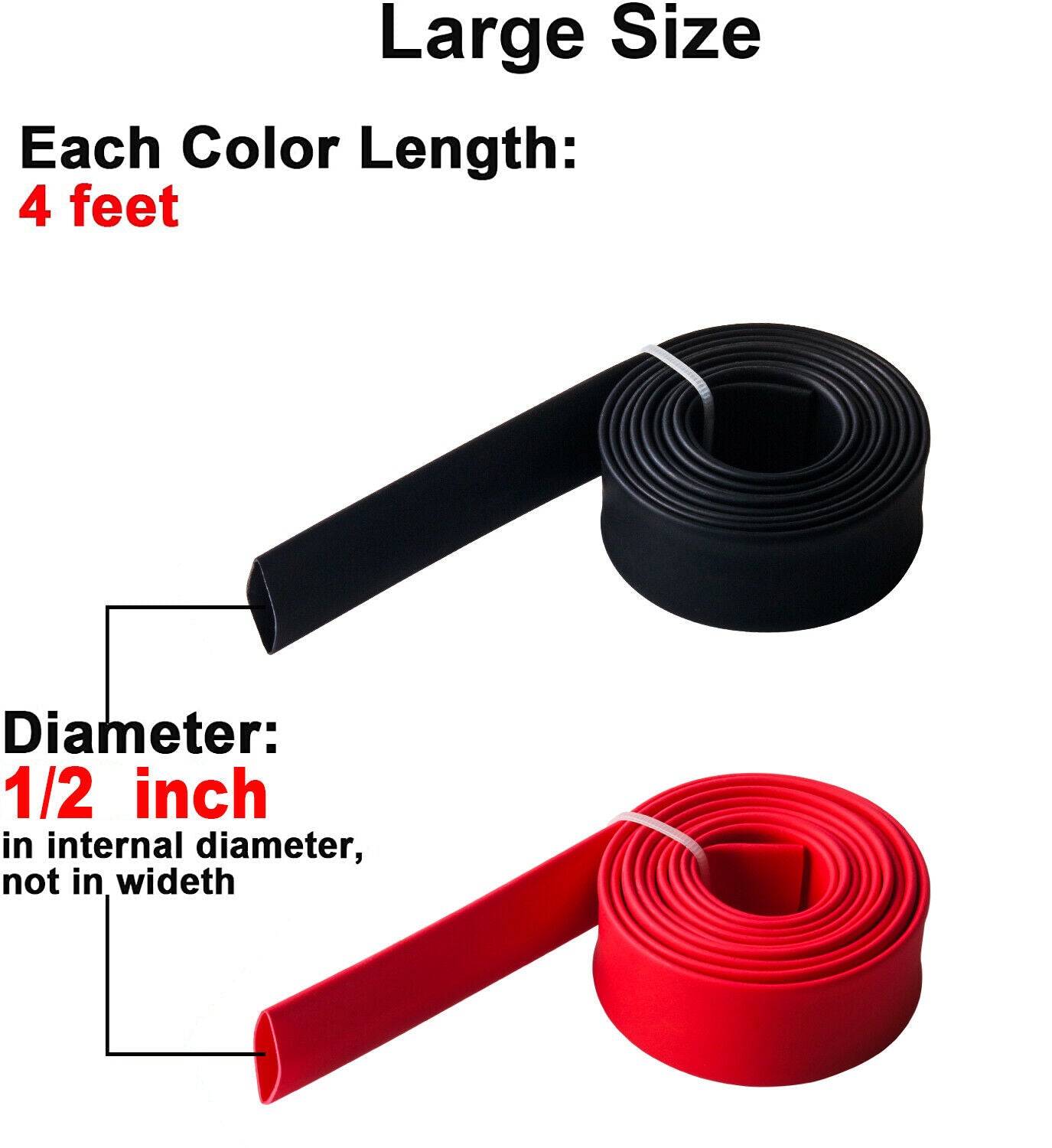 1/2" Heat Shrink Tubing 3:1 Marine Grade Wire Cable Wrap Adhesive Lined 4+4 FEET