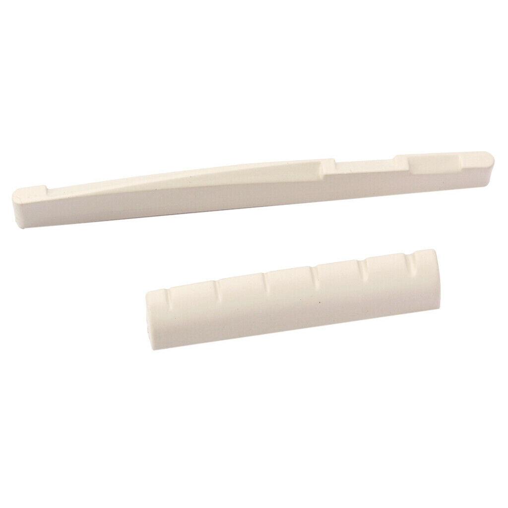 Set Nut And Saddle Bracket OS 6 Strings For Ukulele Acoustic Guitar - White