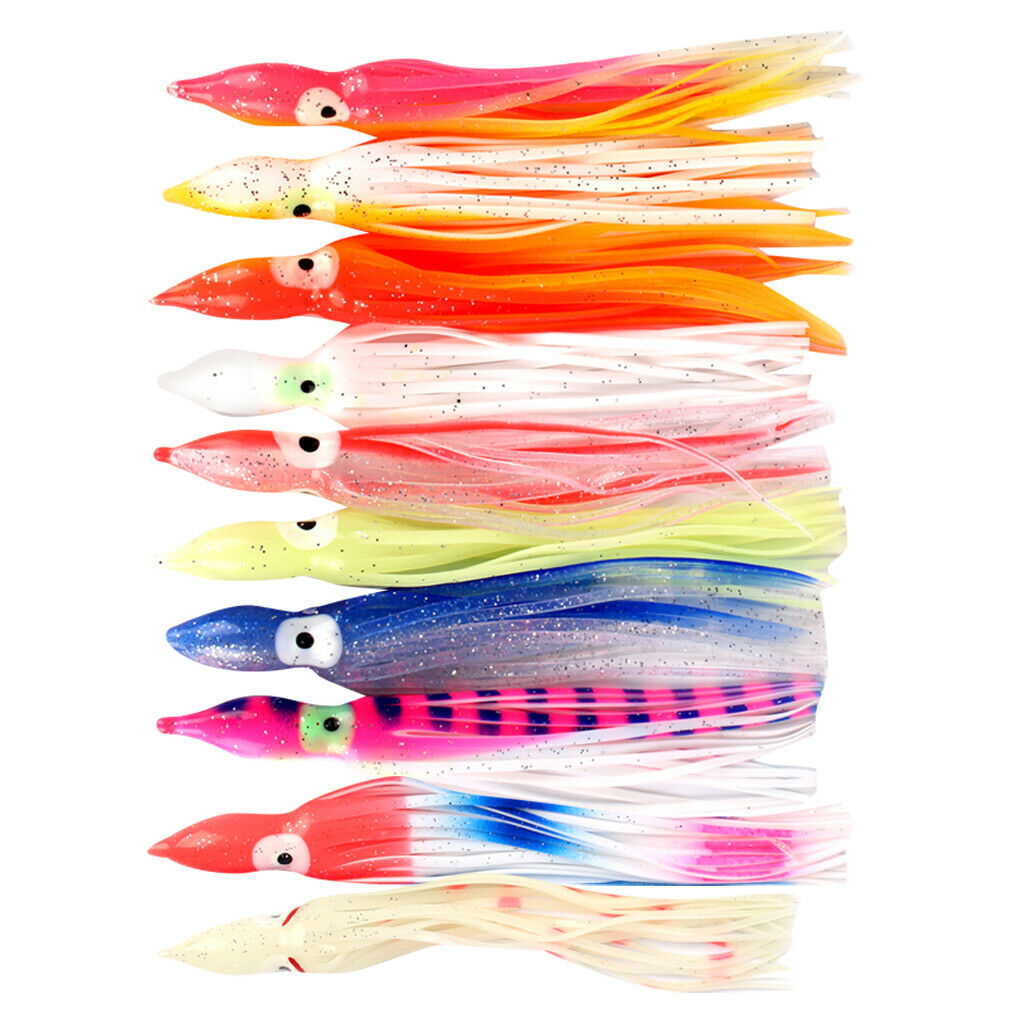 10pcs Fishing Lures Squid Octopus Skirts Lures Soft Baits Crankbaits M