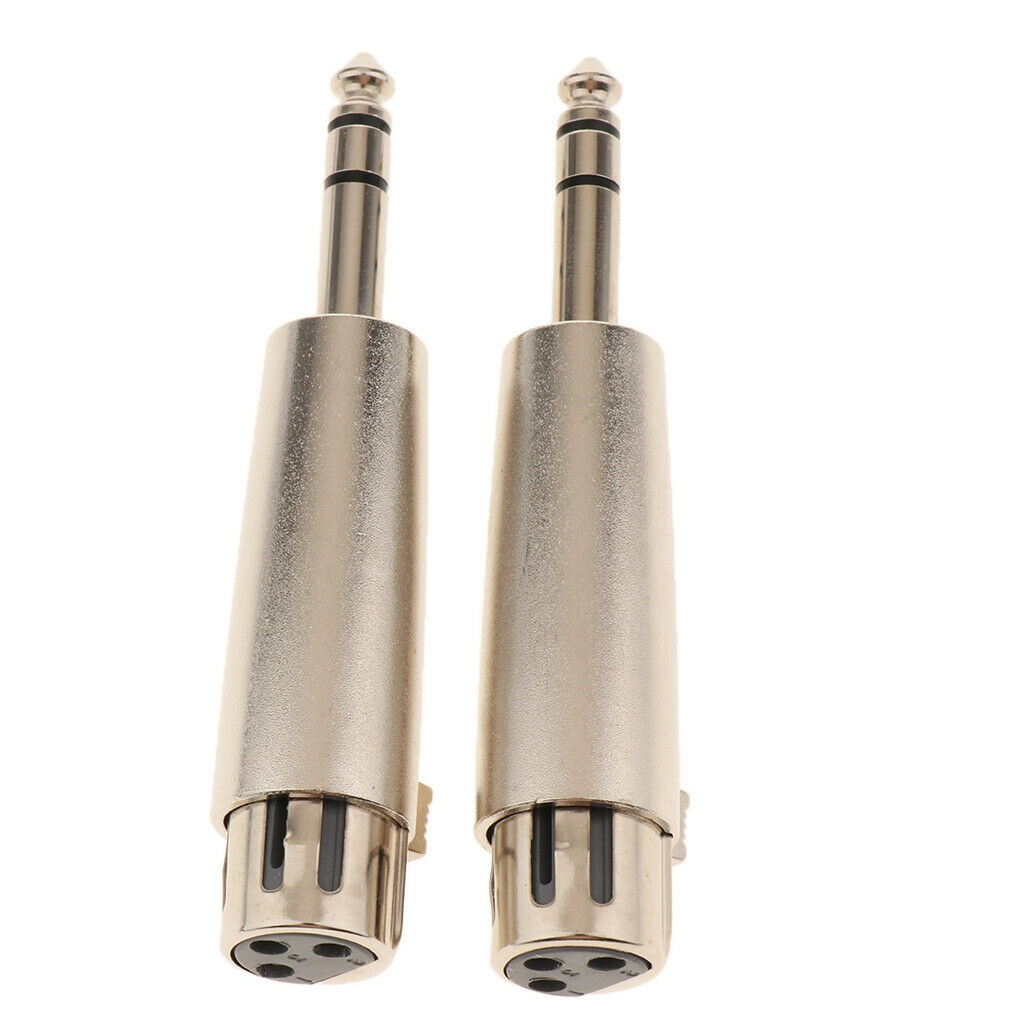 2x XLR 3-Pin Female to 6.35mm Mono Male Plugs Jacks, Audio Cable Mic Adapter