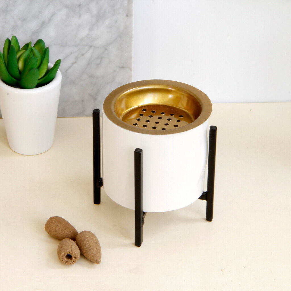 Ceramic Incense Burner Censer with Bracket Gasket Home Deco Black Bracket-S