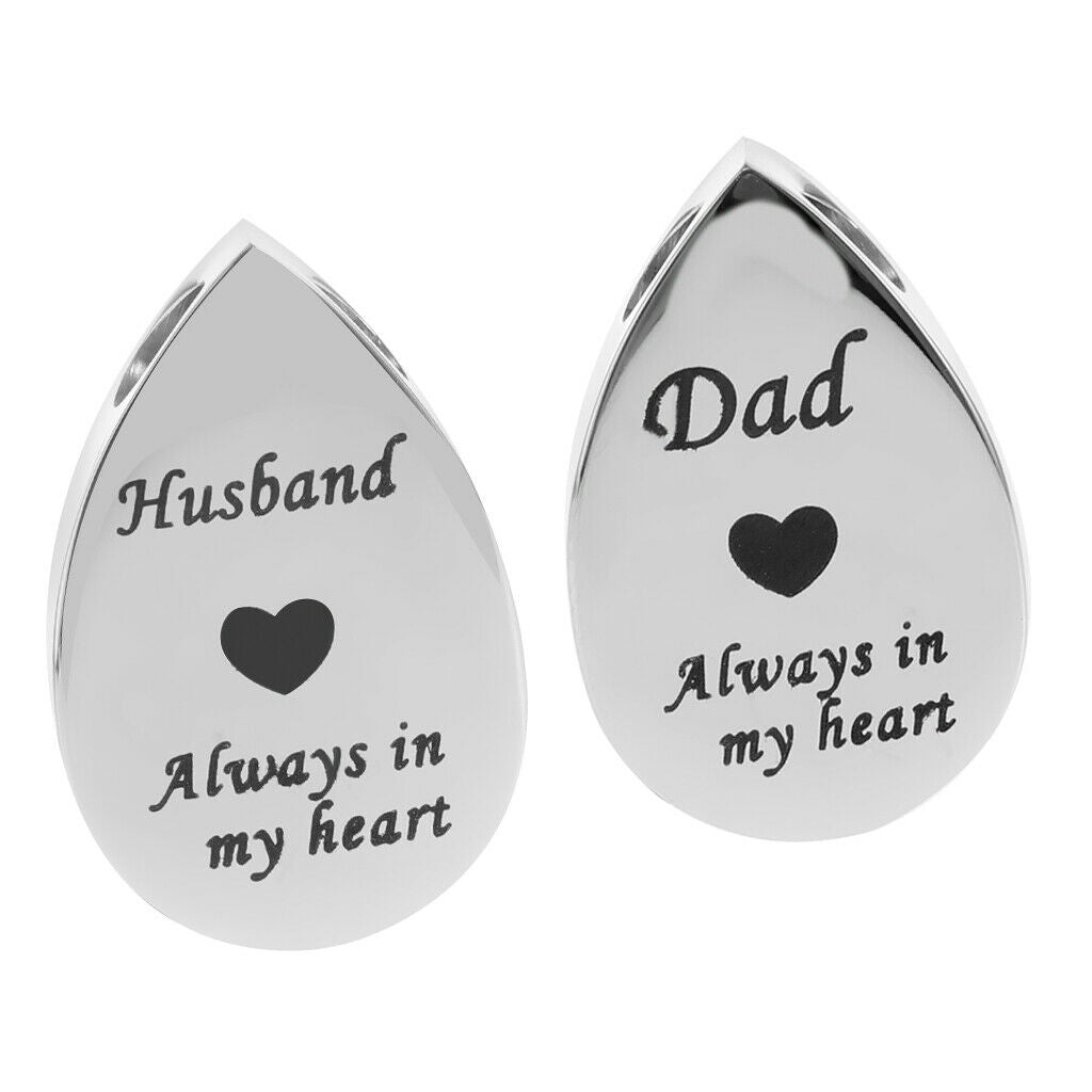 2 Pieces Always in My Heart Waterdrop Urn Memorial Ashes Keepsake Pendants