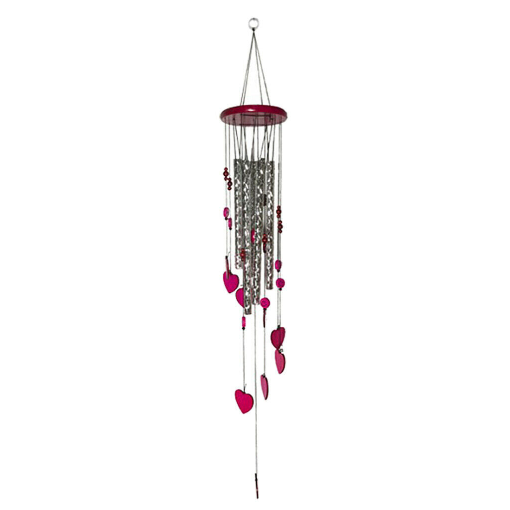 Large Wind Chime Garden Metal Windchime Tubes for Funeral Rose red_2