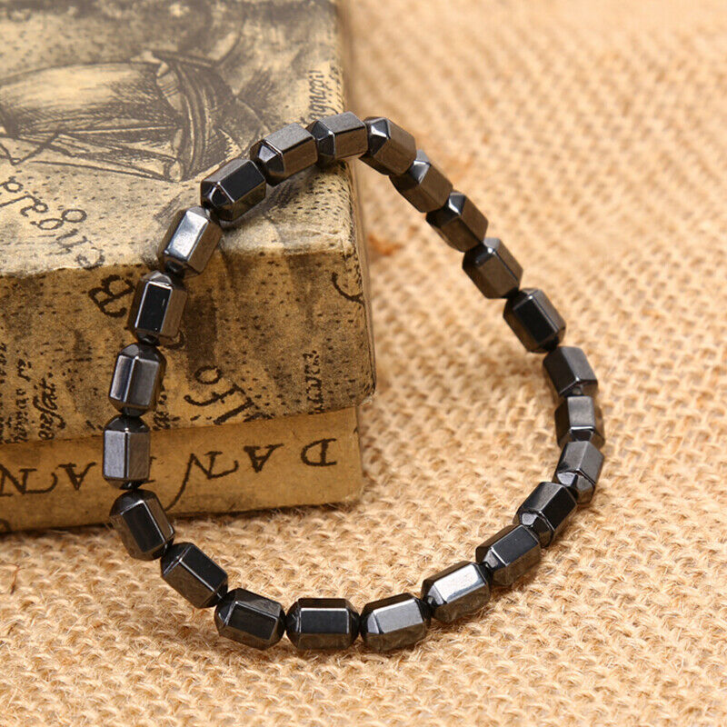 Natural Magnetic Hematite Black Beads Health Care Bracelet Bangles Men Je.l8