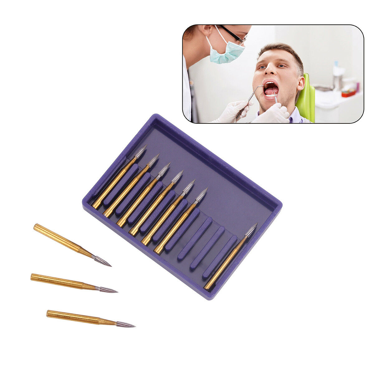 10X Dental Endodontic Tungsten Carbide Burs FG7902 Titanium Coating Needle Shape