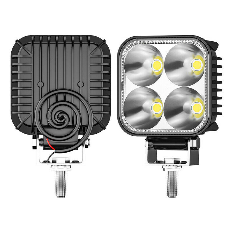 Pair 3" 4 LED White Car Work Lights Spot Flood Light Bar Reverse 12W DC12V-60V