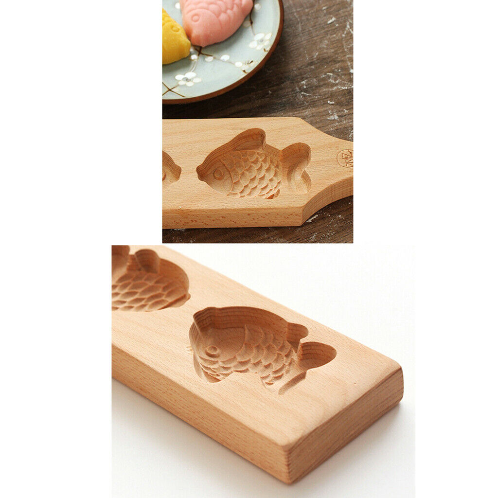 Handmade Fish Shape Wooden Mold And Mooncake Mold Cookie Molder Cakes Molds \\ T