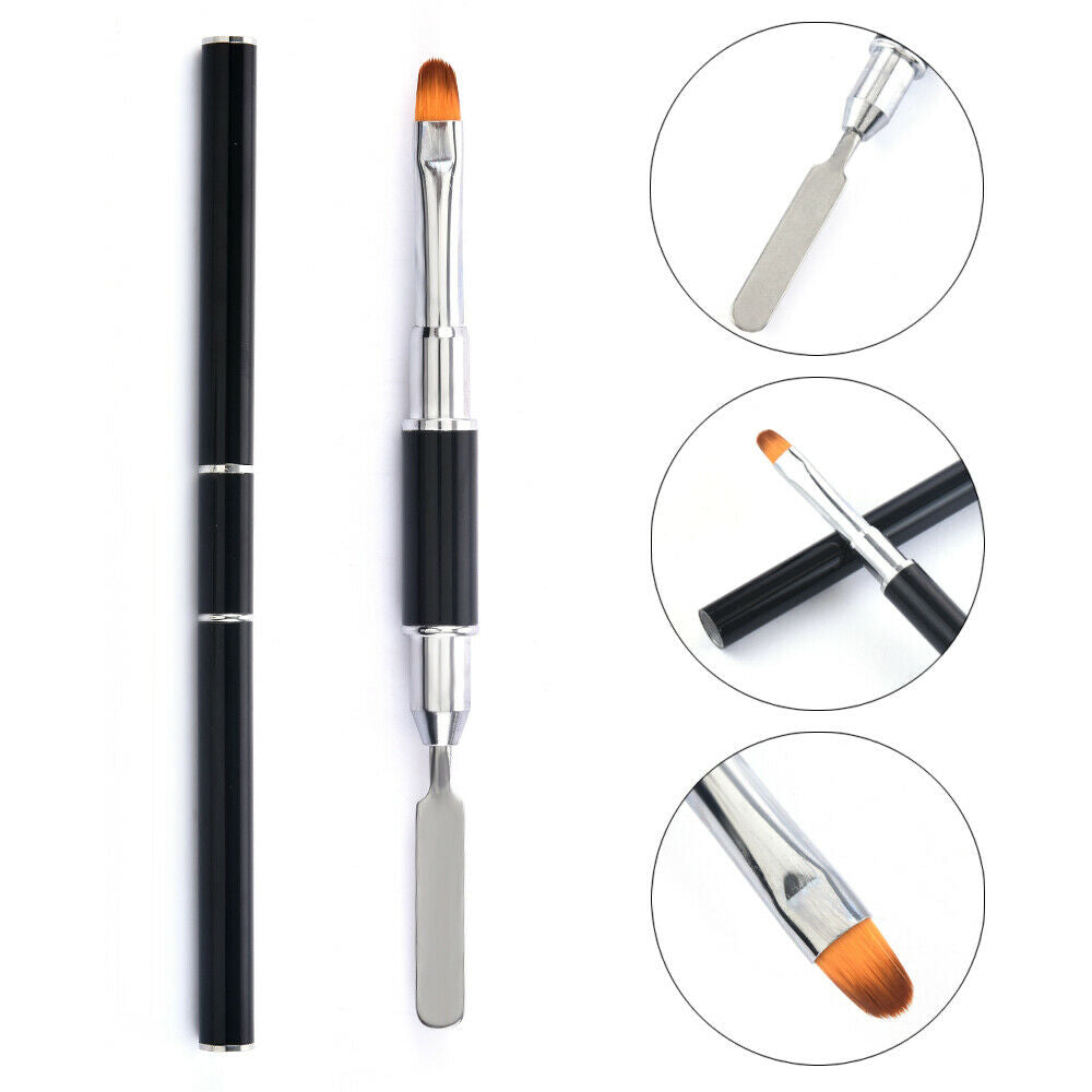 Professional Dual-ended Painting Pen Spatula Drawing UV Gel Brush Nail Art Pen@