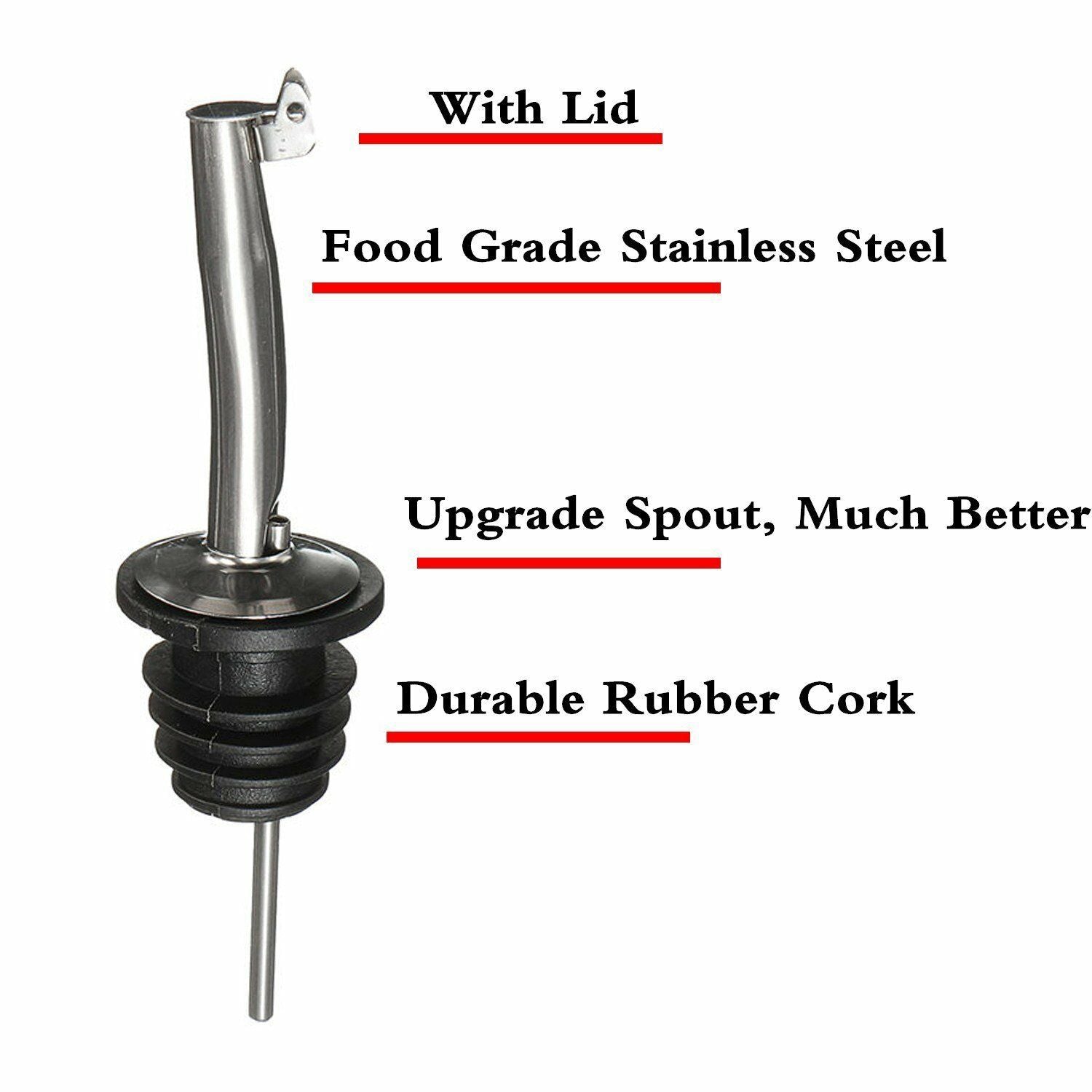 10 x 304 Stainless Steel Wine Pourers Bottle Stoppers Spouts Liquor Bar Oil Flow
