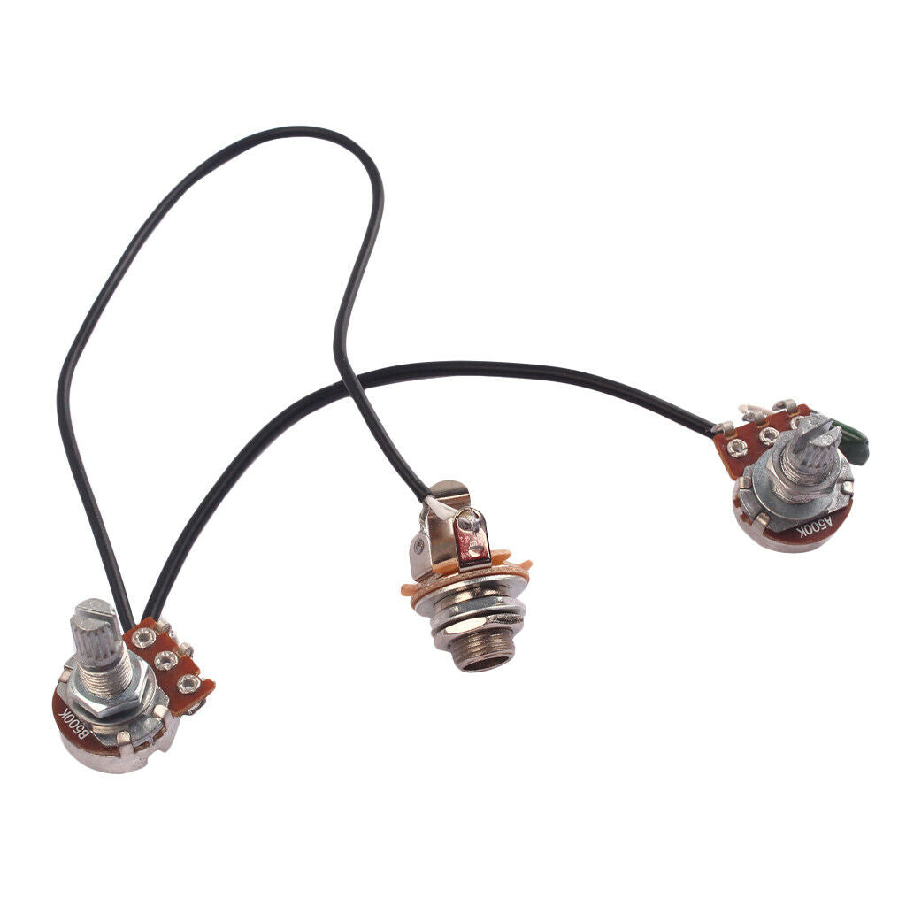 2X Single Coil Pickup Jack Harness 1T1V for 3/4 String Cigar Box Guitar Parts