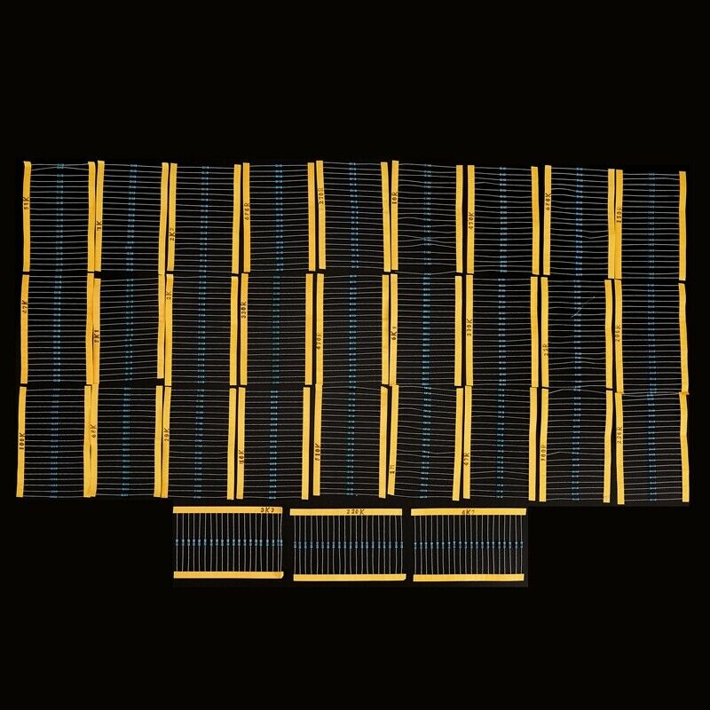 600 Pcs 30 Kinds Each Value Metal Film Resistor Pack 1/4W 1% Resistor AssortedB1
