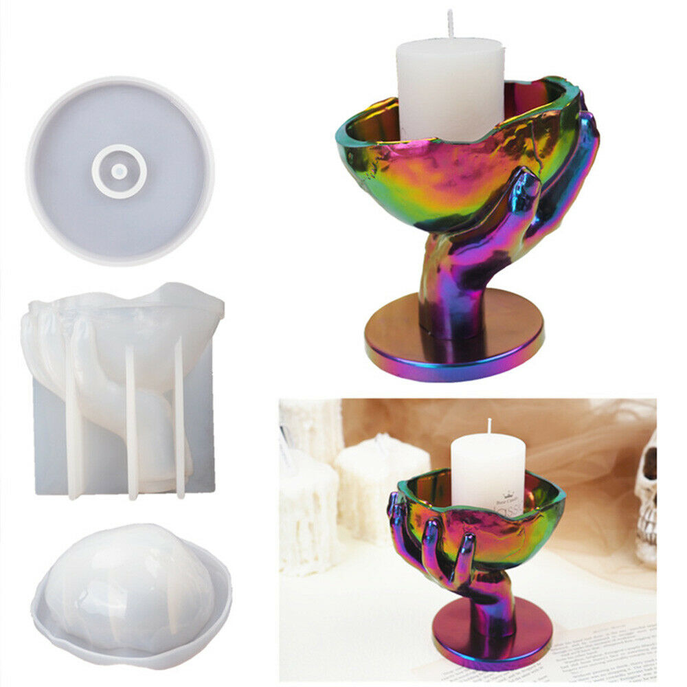 DIY Epoxy Casting Hand Candle Holder Storage Box Silicone Mould Table Ornaments