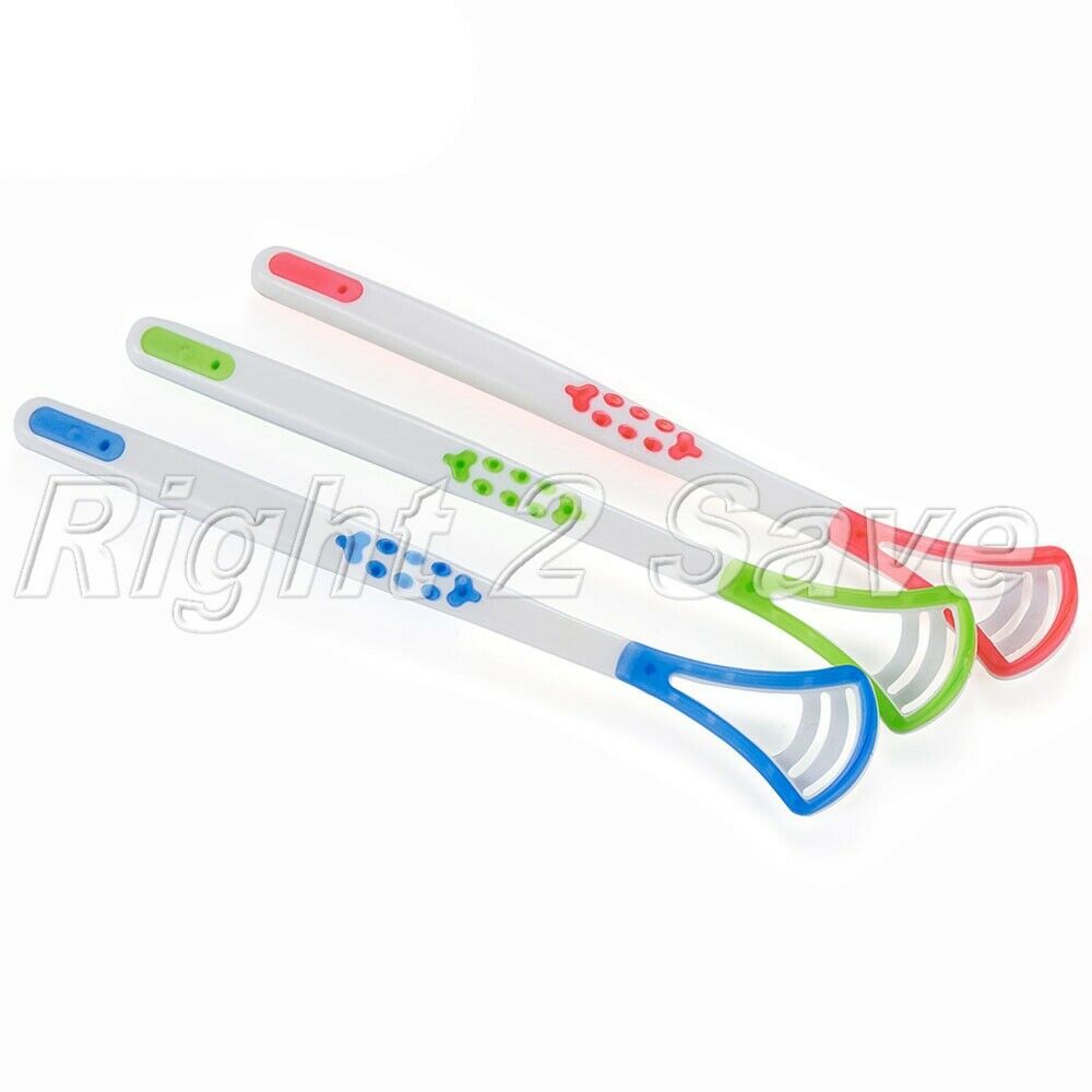 1X Double Head Plastic Tongue Cleaner Brush Scraper Deep Clean Oral Hygiene Care