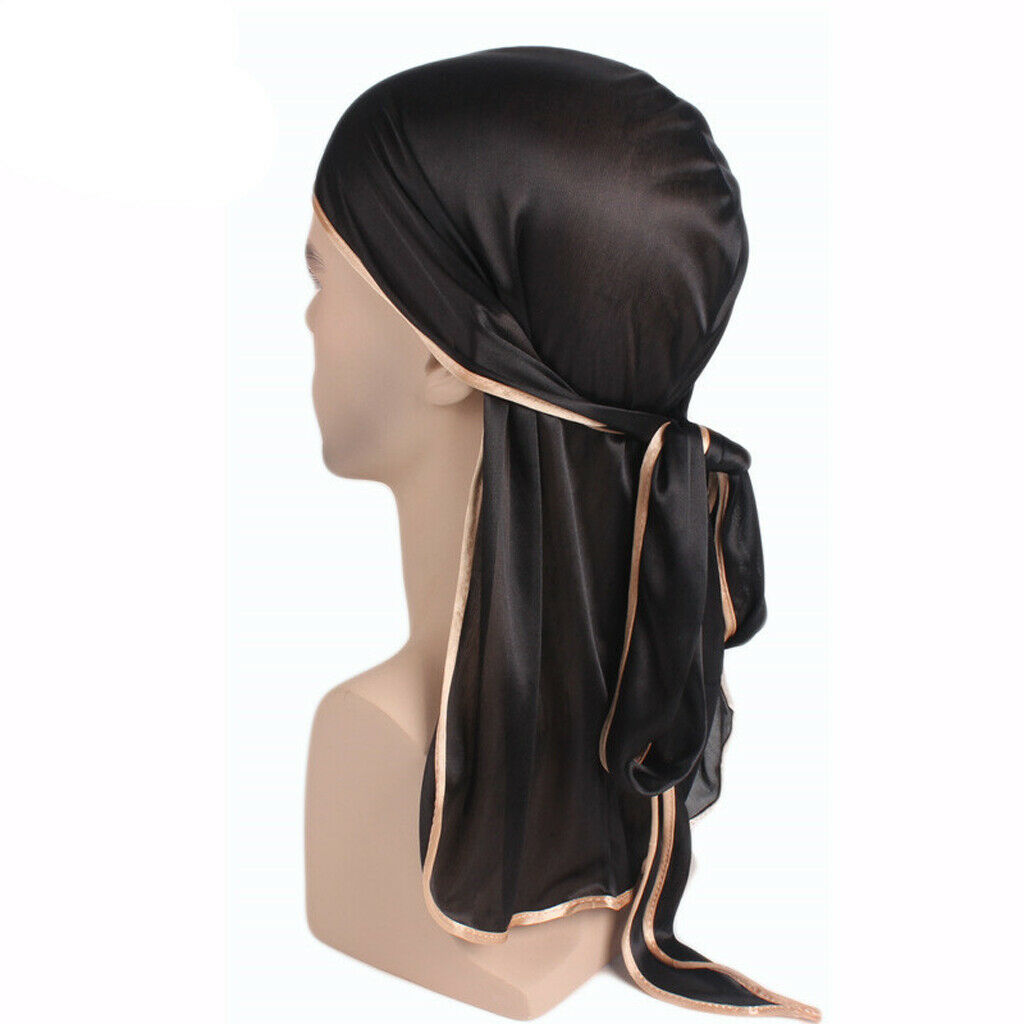 2Pack Unisex Satin Bandana Hat Rag Cancer Chemo Headwrap Long Tail Durag