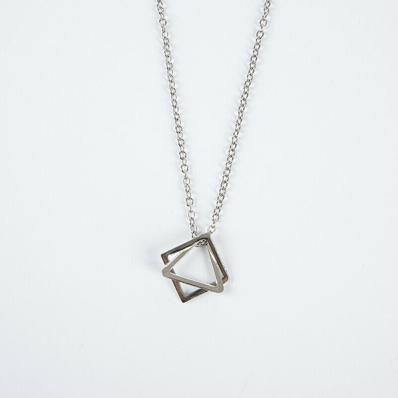 Fashion Simple Pendant Necklace Women Stainless Steel Geometric Interlock.l8