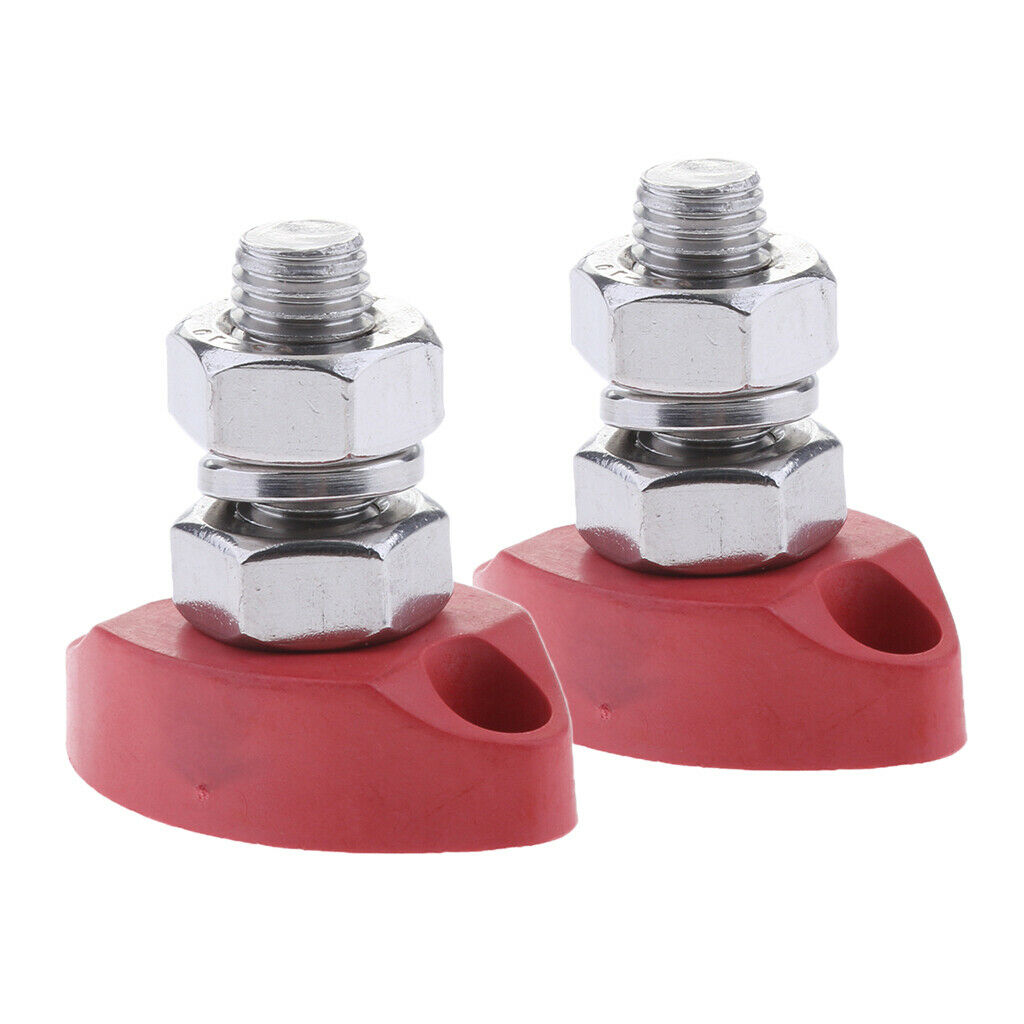 Set of 2 Replacement Junction Block Post Steel Insulated Terminal Stud 8mm