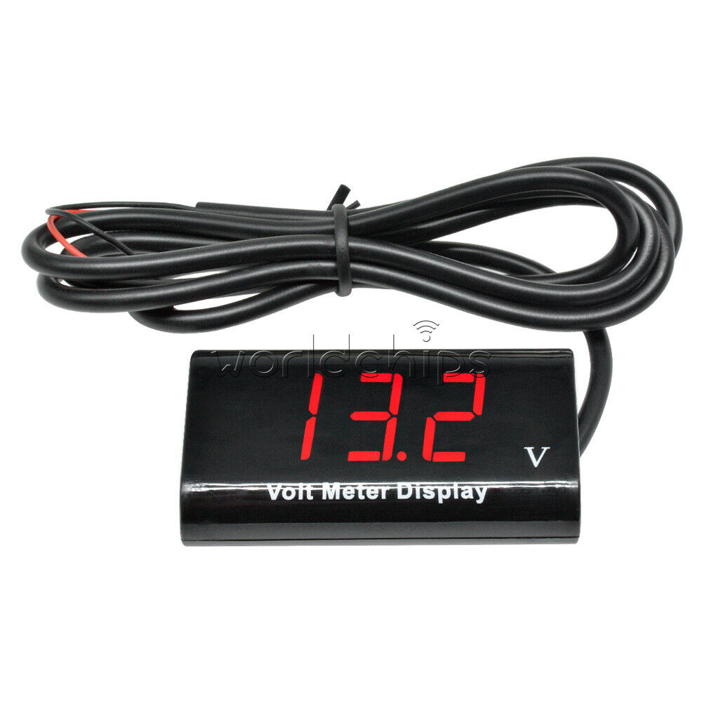 Digital DC 8-18V 0.56 inch LED Tube 2 Wire IPX6 Waterproof Red Voltmeter For Car