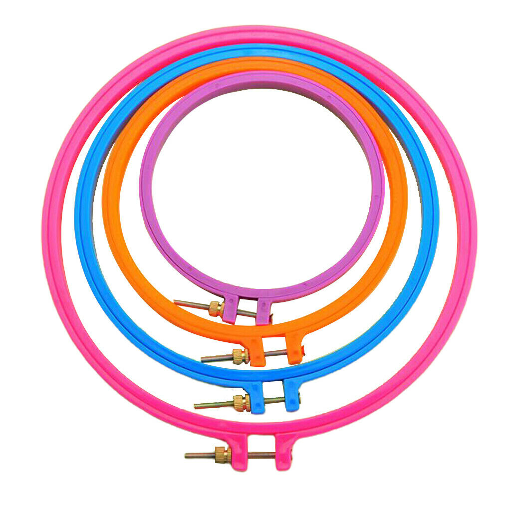 4Pcs Embroidery Hoops Plastic Circle Cross Stitch Hoop  Set For Sewing