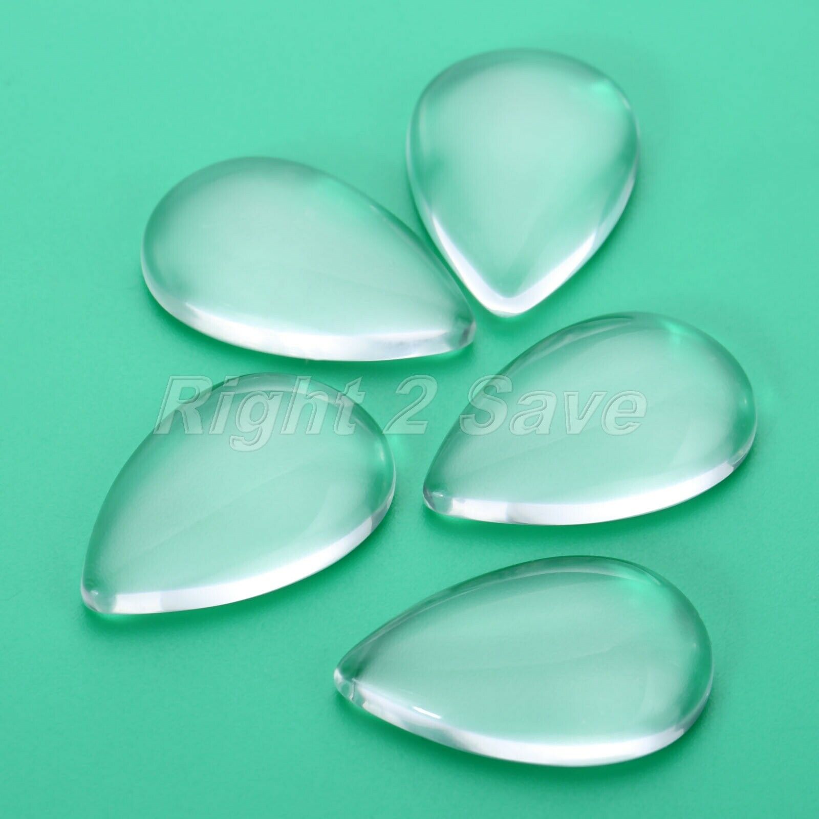 10pcs Teardrop Clear Glass Flat Back Cabochon Pendants Craft Magnify Base Cover