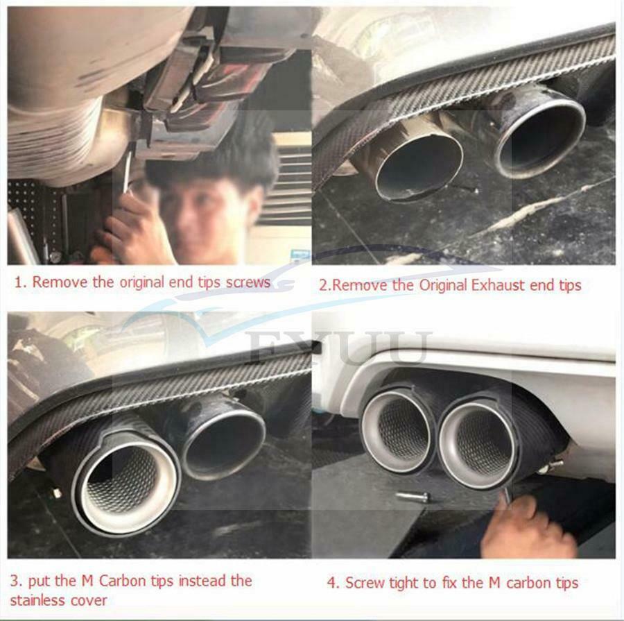 1x 66mm Inlet Matte Carbon Fiber Exhaust Pipe Trim Tip For BMW M Performance