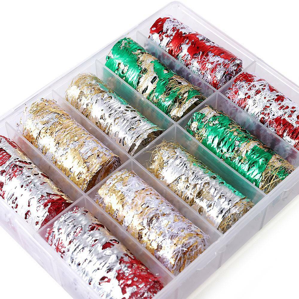 10Roll Silk Nail Art Foil Lace Fragments Glitter Flakes Decor Manicure Decals US