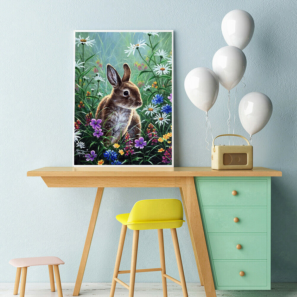 Rabbit 5D Full Round Drill Diamond Painting Crystal Mosaic Kits Wall Decor @