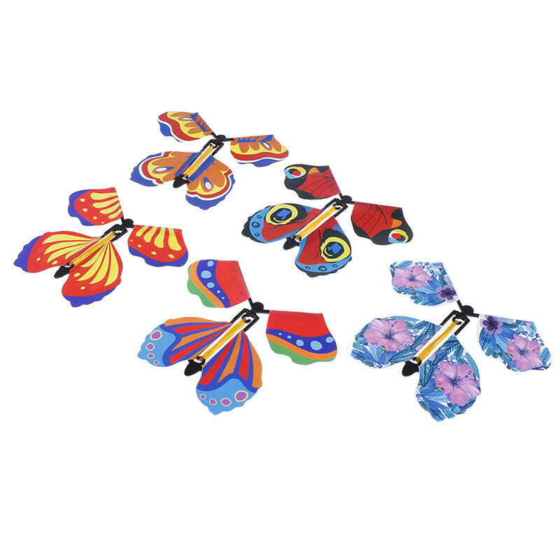 Magic Flying in the Book Butterfly Rubber Band Powered Wind Up Butterfly .l8
