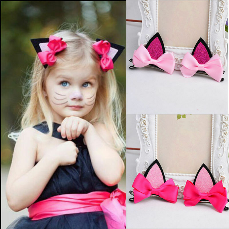 Lovely Cat Ear Hairpin Toddler Girls Hair Clips Barrettes for Kids Fashio.l8