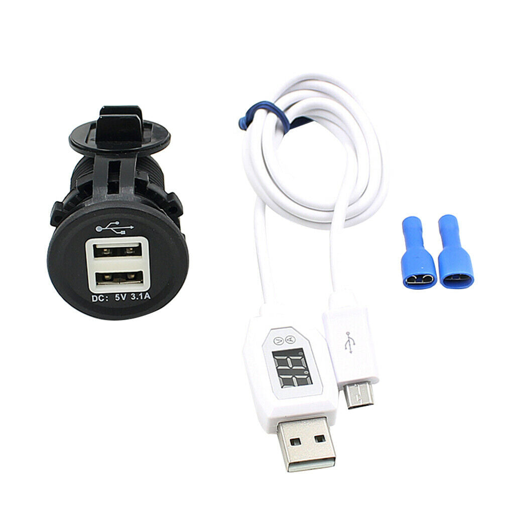 Motorcycle Waterproof Cigarette Lighter with USB Phone Charger LED Voltmeter