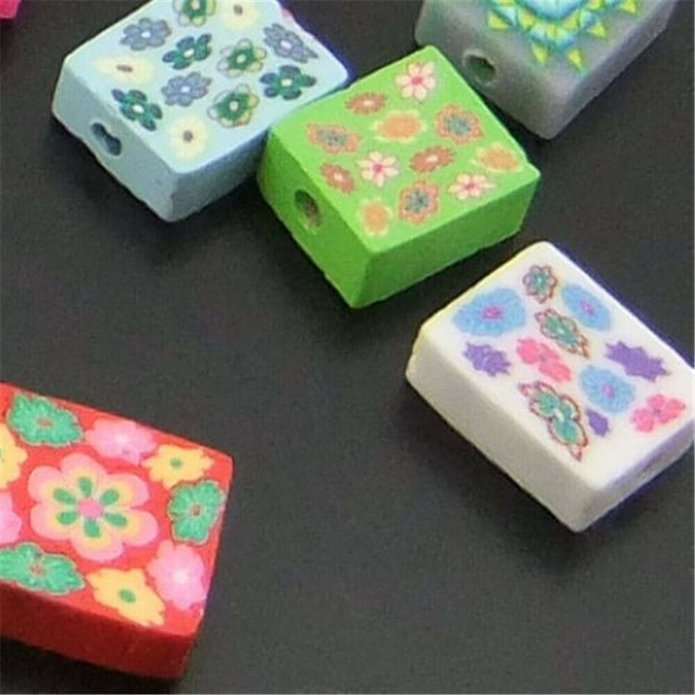 100pcs Bulk Cuboid Polymer Clay Loose Spacer Bead Bracelet Jewelry Craft 13*10mm