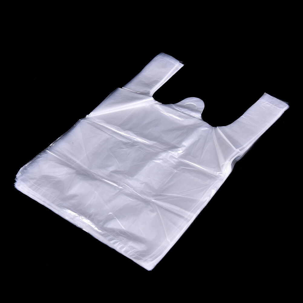 100pcs Design Plastic T-Shirt Retail Shopping Supermarket Handles Packaging Bags