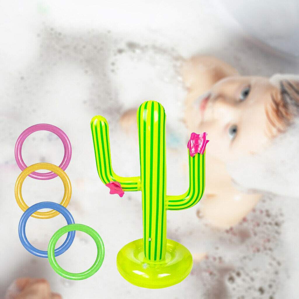 Creative Inflatable Cactus Rings Toss Game with 4 Rings, Fun Interactive Game
