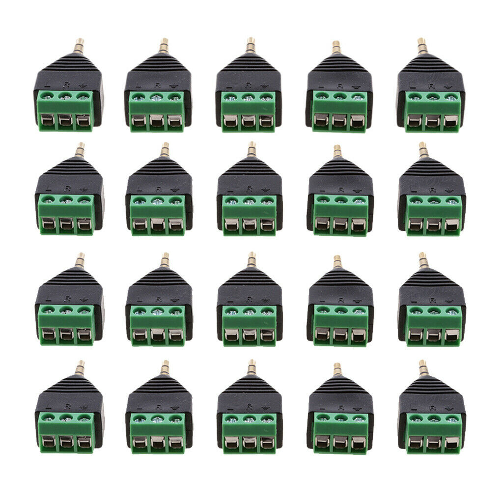 20 packs of 3.5 mm stereo audio plug to 3 screw AV connection socket