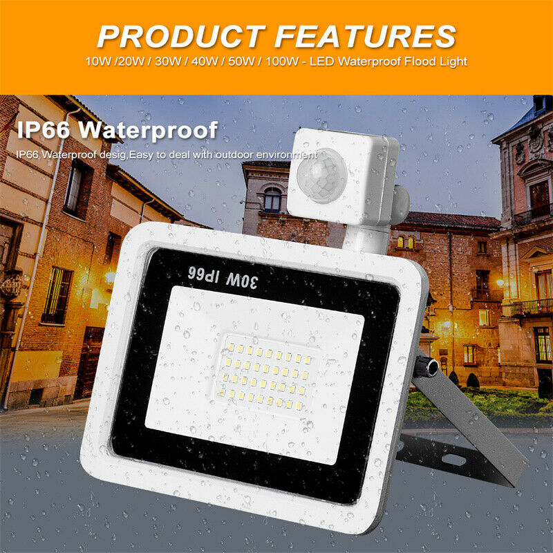 10W LED Flood Light With Motion Sensor Waterproof 220V Projector Lamp OutdooFCA