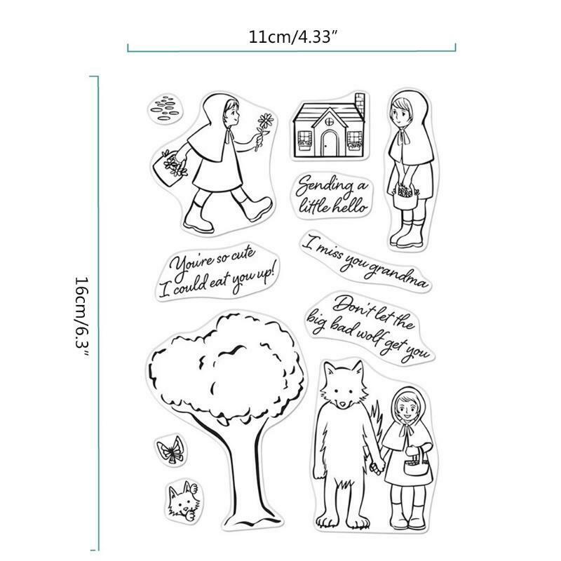 2Pcs Fairy Tale Little Girls Clear Silicone Stamps Metal Cutting Dies Stencil